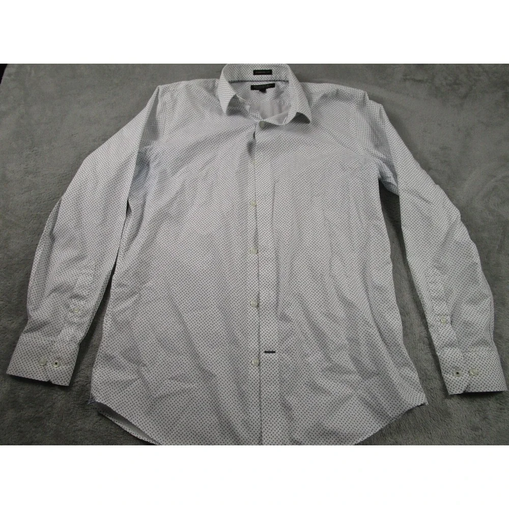 Banana Republic Shirt Mens‎ Medium White Standard Geometric Long Sleeve Preppy